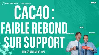 CAC40 INDEX CAC40 : faible rebond sur support - 100% Marchés - matin - 28/11/2024