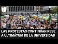 Universidad de Columbia comienza a suspender estudiante que protestan por la guerra en Gaza