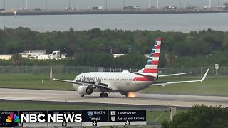 AMERICAN AIRLINES GRP Watch: Tire bursts on American Airlines jet as it prepares to take off