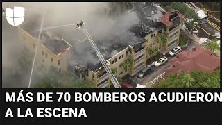 Imágenes del voraz incendio en un edificio de apartamentos en Miami