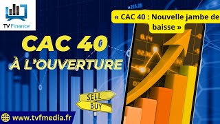 CAC40 INDEX Antoine Quesada : « CAC 40 : Nouvelle jambe de baisse »