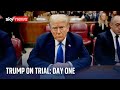Donald Trump complains he should be elsewhere after first day of trial