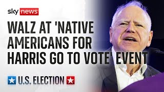 Tim Walz speaks at &#39;Native Americans For Harris Go To Vote&#39; event in Arizona