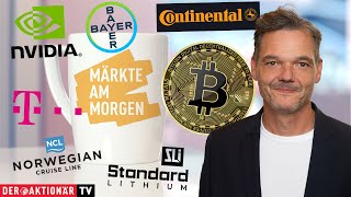 BITCOIN Märkte am Morgen: Bitcoin, Norwegian Cruise Line, Lithium, Telekom, Bayer, Munich Re, Continental