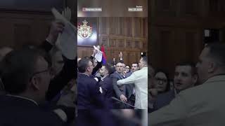 BROKE OUT INC Fighting broke out in the Serbian parliament the collapse of a train station roof