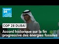 COP 28 : un accord historique sur une "transition" hors des énergies fossiles • FRANCE 24