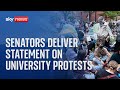 Watch live: Senators deliver statement on university protests
