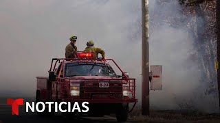 Bomberos combaten un incendio forestal en Nueva Jersey