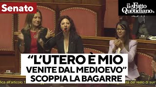 &quot;L&#39;utero è mio e ne faccio ciò che voglio, venite dal Medioevo&quot;: bagarre in Senato tra M5s e FdI