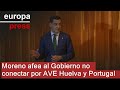 Moreno ve falta de sensibilidad del Gobierno con AVE de Huelva a Portugal