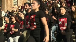 ASA INTERNATIONAL GROUP PLC [CBOE] Women&#39;s rights group stages flash mob in Rome to protest gender violence