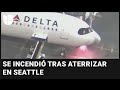 El momento en que pasajeros evacuan un avión de Delta por un incendio en la aeronave