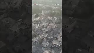 Drone video shows extensive damage in Lebanon village after Israeli airstrike