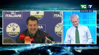 Elezioni europee, Salvini: &quot;Ringrazio l&#39;eroico direttore Mentana...&quot;