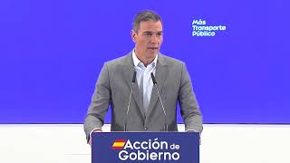 Pedro Sánchez, en la presentación de la campaña para el fomento del uso del transporte público