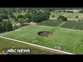 'It kind of all went at once': Sinkhole swallows Illinois soccer field