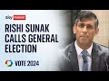 BREAKING: Prime Minister Rishi Sunak calls general election for 4 July