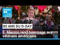 "Vous êtes venus ici" : Emmanuel Macron rend hommage aux vétérans américains à Coleville-sur-mer