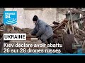 Ukraine : l'armée ukrainienne déclare avoir abattu 26 des 28 drones lancés par la Russie