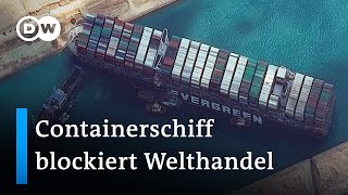 SUEZ Containerschiff im Suez Kanal könnte noch Wochen feststecken | DW Nachrichten
