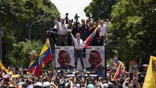 RALLY Venezuela opposition leader joins rally calling for overturning election results