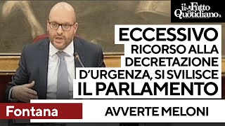 Decretazione d&#39;urgenza, Fontana a Meloni: &quot;Ricorso eccessivo, svilito il parlamento&quot;
