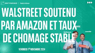 DOW JONES INDUSTRIAL AVERAGE Wall Street soutenu par Amazon et un taux de chômage stable - 100% Marchés - soir - 01/11/2024