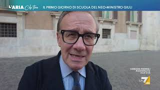 Il primo giorno di scuola del neo-ministro della Cultura Alessandro Giuli