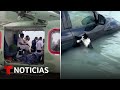 Dramáticos rescates de decenas de personas (y un gato) por las inusuales lluvias en Dubai
