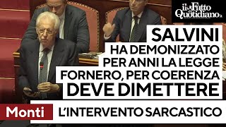 Monti sbertuccia Salvini: &quot;Anni a insultare Elsa Fornero. Oggi per coerenza dovrebbe dimettersi&quot;