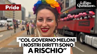 &quot;Col governo Meloni diritti a rischio&quot;: la rabbia delle persone al Pride di Milano