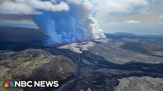 Icelandic volcano erupts again spewing lava 150 feet into the air