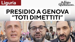 Genova, presidio per chiedere le dimissioni di Toti: &quot;Sistema predatorio che ha bloccato la Liguria&quot;
