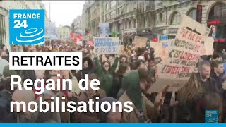 Retraites : regain de mobilisation et de tensions, nouvelle journée d&#39;actions mardi • FRANCE 24