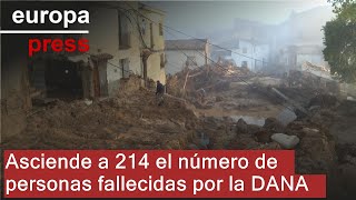 Asciende a 214 el número de personas fallecidas por la DANA