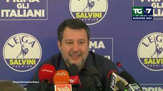 Salvini cita Mentana e poi ironizza con la giornalista del TgLa7: &quot;Partiamo con chi ha tenuto ...