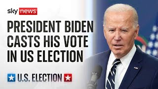 JOE US President Joe Biden votes early in Delaware ahead of 2024 US election