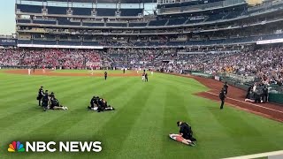 Watch: Protesters disrupt Congressional Baseball Game at Nationals Stadium