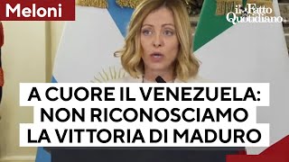 Per Meloni Gonzalez è &quot;presidente eletto&quot; del Venezuela: &quot;Non riconosciamo la vittoria di Maduro&quot;