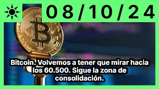 BITCOIN Bitcoin. Volvemos a tener que mirar hacia los 60.500. Sigue la zona de consolidación.