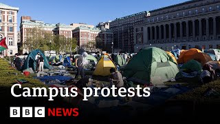 Gaza protests continue on US university campuses | BBC News| BBC News