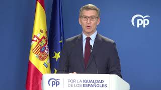 Rueda de prensa del presidente del PP, Alberto Núñez Feijóo