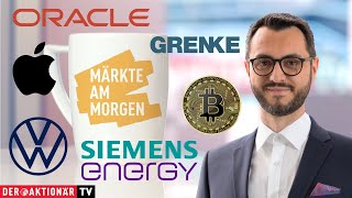 BITCOIN Märkte am Morgen: Volkswagen, Siemens Energy, Grenke, Bitcoin, Apple, Oracle