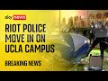 Watch live: Pro-Palestinian protesters refuse police dispersal orders on UCLA campus
