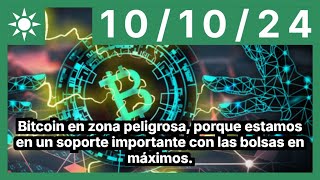 BITCOIN Bitcoin en zona peligrosa, porque estamos en un soporte importante con las bolsas en máximos.