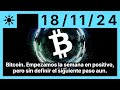 Bitcoin. Empezamos la semana en positivo, pero sin definir el siguiente paso aun.