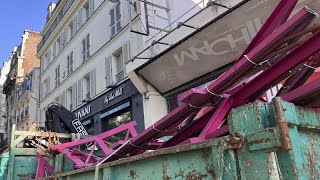 FOTOS: El icónico Moulin Rouge parisino pierde sus aspas, no hay ningún herido