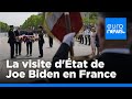 Joe Biden accueilli à l'Élysée par Emmanuel Macron
