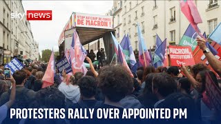 RALLY Protesters rally in France against Michel Barnier&#39;s appointment as prime minister