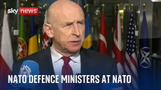 Live arrivals and doorsteps of the NATO defence ministers for a meeting in Brussels